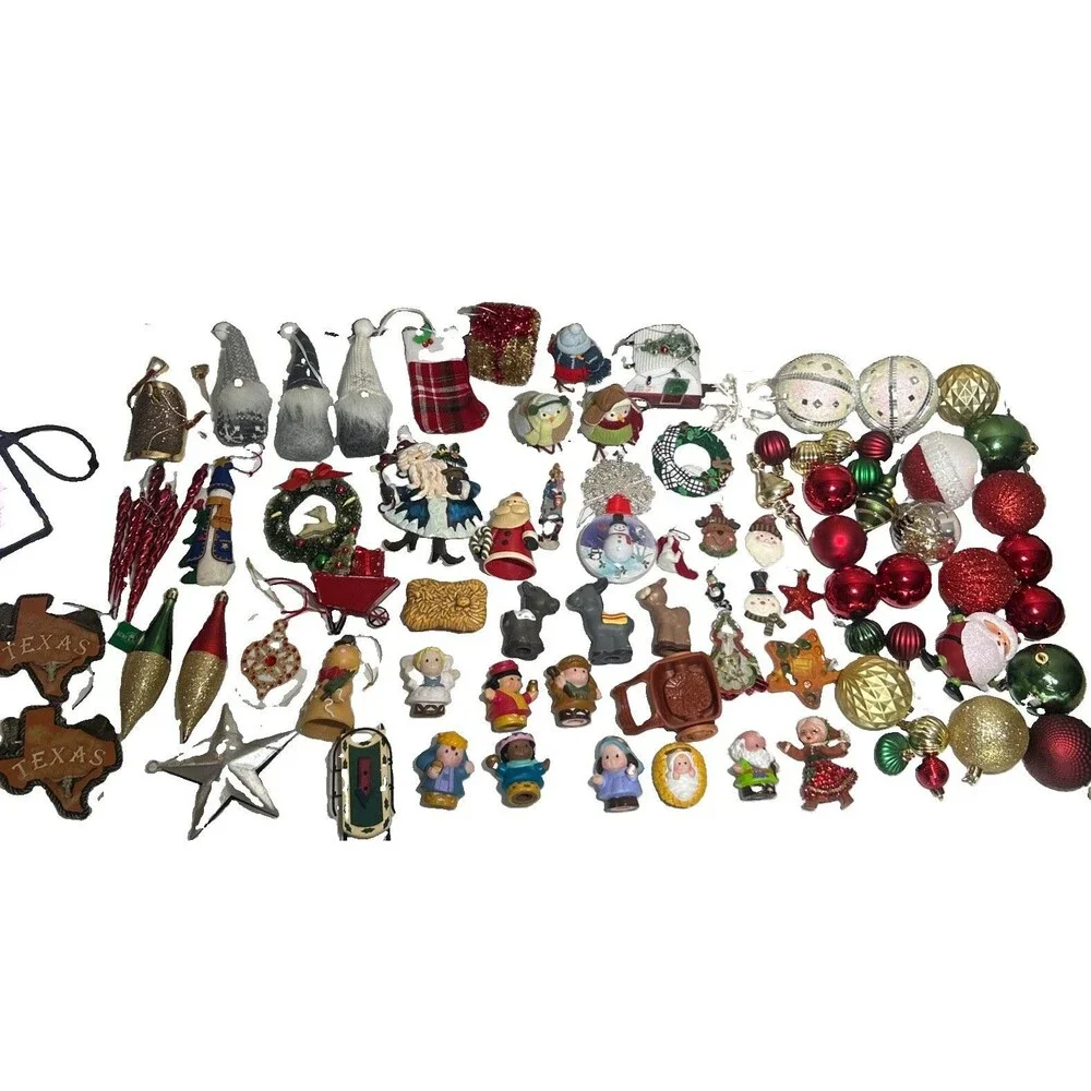 Vintage Christmas Ornament Lot Mixed Tree Holiday Decor Gnomes Nativity